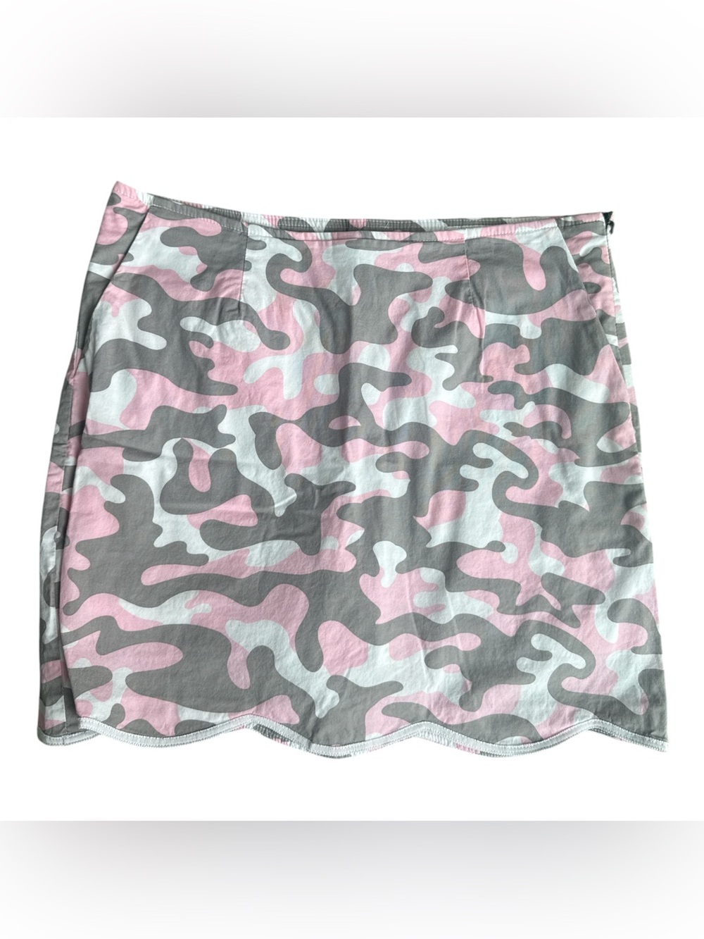 Golftini Pink & Gray Camo Scalloped Hem Women's Golf Skort Skirt
